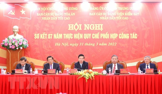 Sơ kết 7 năm thực hiện Quy chế phối hợp giữa Ban Nội chính TƯ với Đảng ủy, Ban Cán sự Đảng các cơ quan khối nội chính TƯ