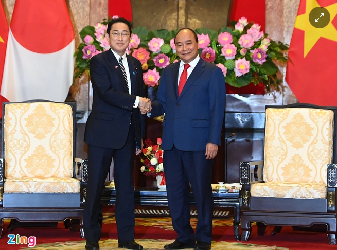 Chủ tịch nước Nguyễn Xuân Phúc tiếp Thủ tướng Nhật Bản Kishida Fumio 