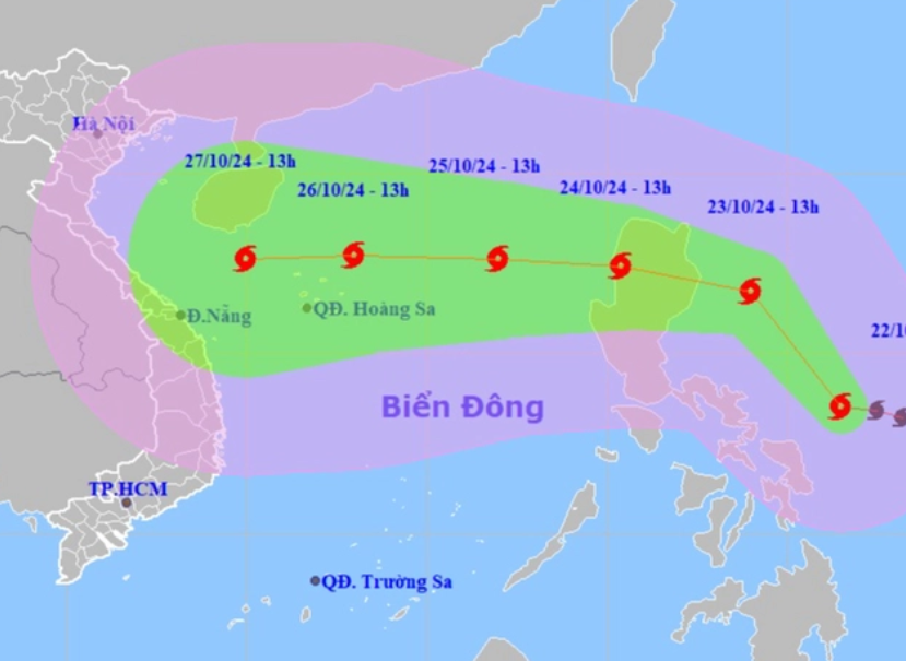 Bão Trami sẽ giật cấp 14, sóng biển cao 6-8 m, hướng vào Việt Nam