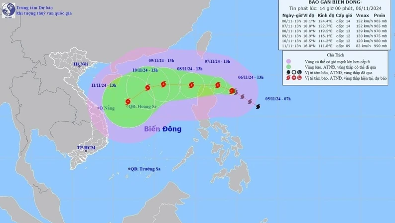 Bão Yinxing gần Biển Đông đang di chuyển về hướng Tây, sức gió giật cấp 17