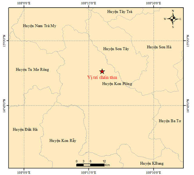Kon Tum lại hứng liên tiếp 2 trận động đất trong 2 phút 