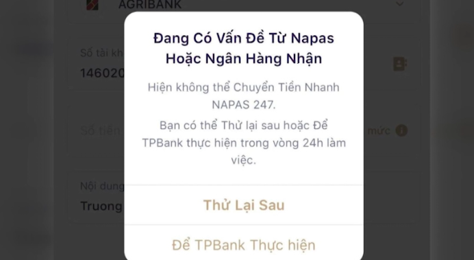 GẶP KHÓ KHI CHUYỂN KHOẢN QUA MOBILE BANKING DỊP CẬN TẾT 