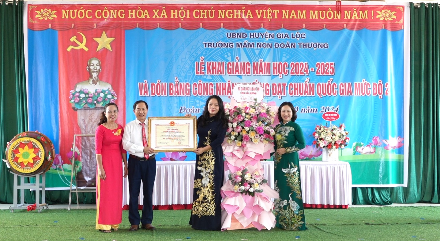 TRƯỜNG MẦM NON ĐOÀN THƯỢNG ĐÓN BẰNG CÔNG NHẬN ĐẠT CHUẨN QUỐC GIA MỨC ĐỘ 2