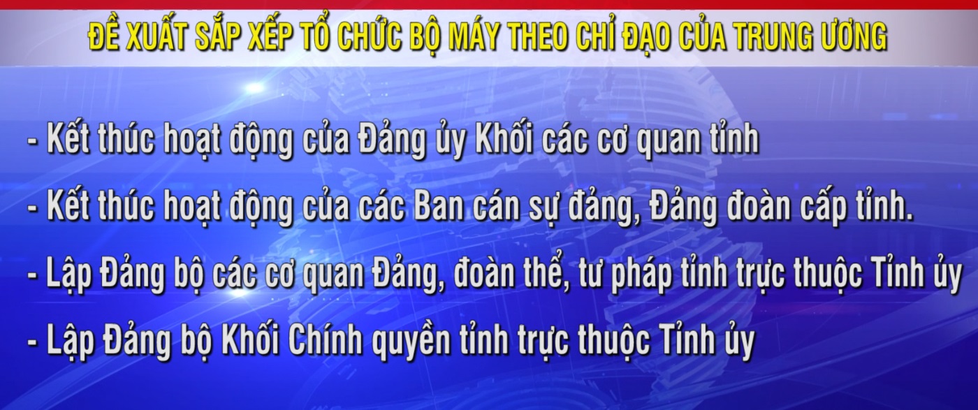 ĐỀ XUẤT SẮP XẾP TỔ CHỨC BỘ MÁY THEO CHỈ ĐẠO CỦA TRUNG ƯƠNG