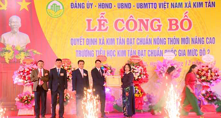 XÃ KIM TÂN ĐÓN BẰNG CÔNG NHẬN ĐẠT CHUẨN NÔNG THÔN MỚI NÂNG CAO